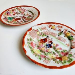*SOLD* Pair Vintage Handpainted Japanese Porcelain Plates